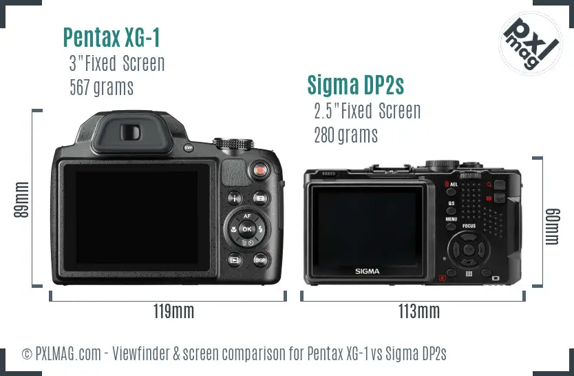 Pentax XG-1 vs Sigma DP2s Screen and Viewfinder comparison