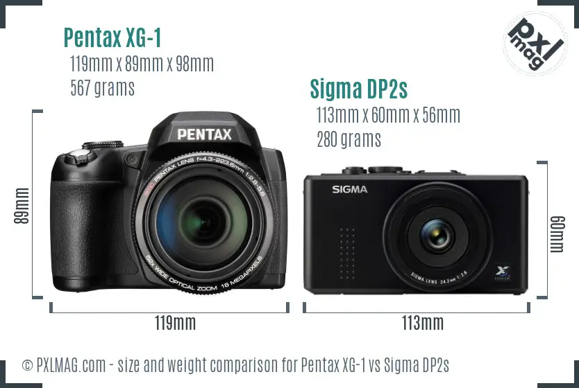 Pentax XG-1 vs Sigma DP2s size comparison