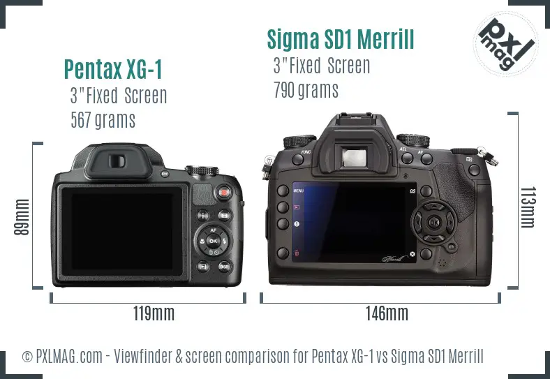 Pentax XG-1 vs Sigma SD1 Merrill Screen and Viewfinder comparison