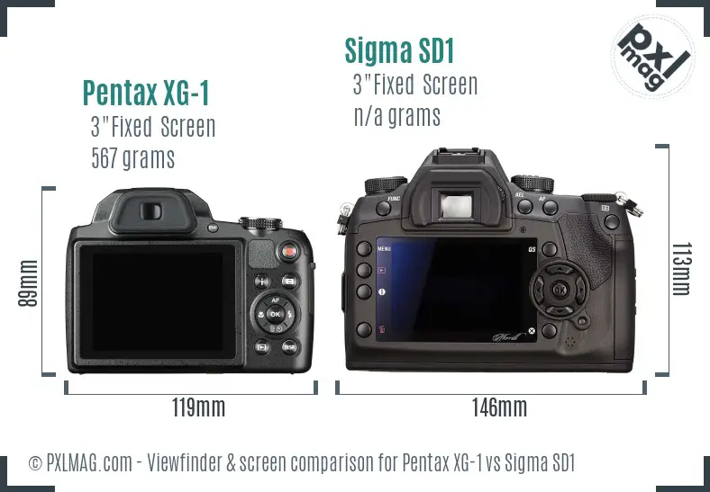 Pentax XG-1 vs Sigma SD1 Screen and Viewfinder comparison
