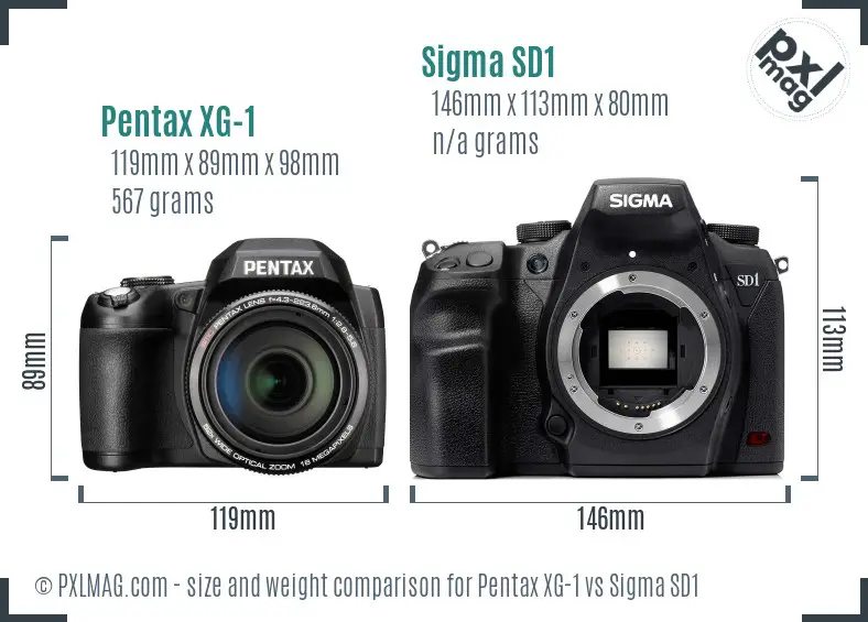 Pentax XG-1 vs Sigma SD1 size comparison