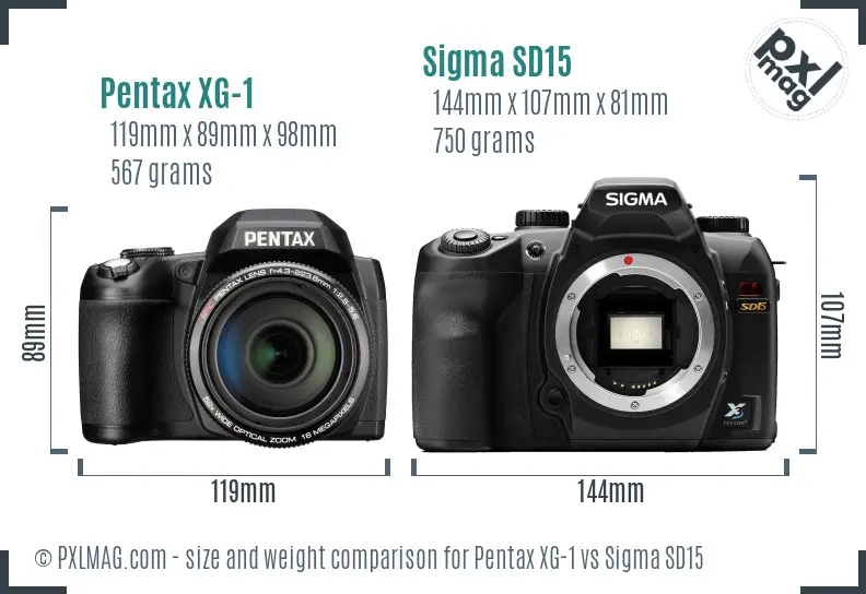 Pentax XG-1 vs Sigma SD15 size comparison
