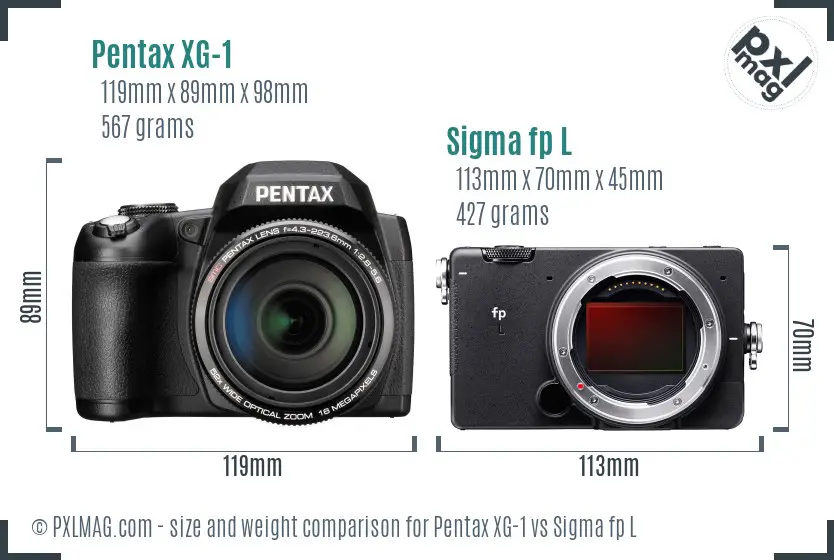 Pentax XG-1 vs Sigma fp L size comparison