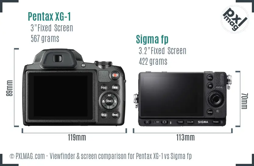 Pentax XG-1 vs Sigma fp Screen and Viewfinder comparison