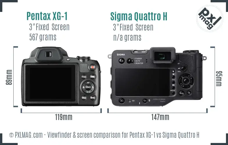 Pentax XG-1 vs Sigma Quattro H Screen and Viewfinder comparison