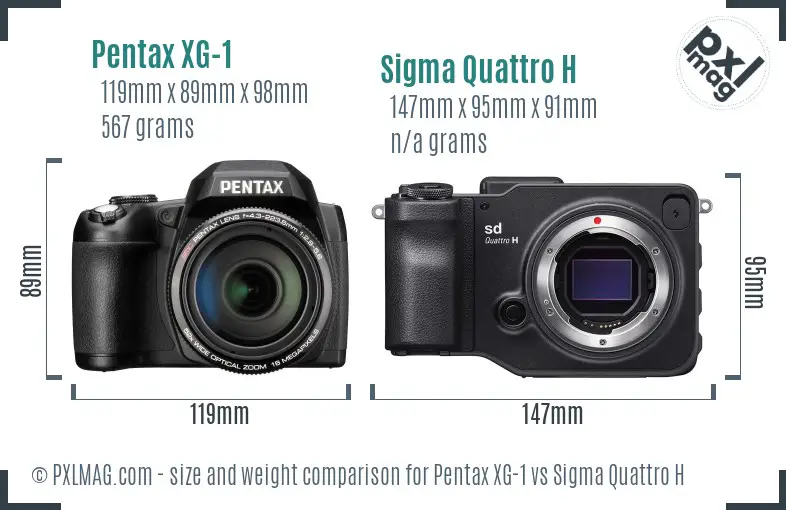 Pentax XG-1 vs Sigma Quattro H size comparison