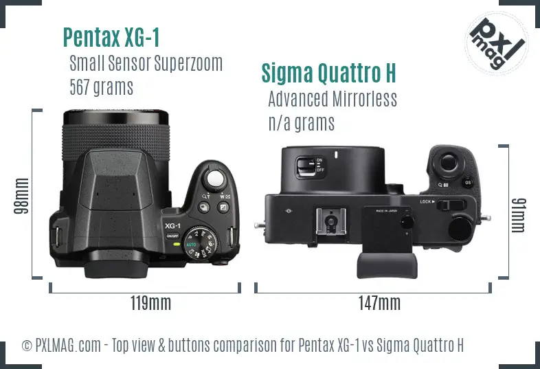 Pentax XG-1 vs Sigma Quattro H top view buttons comparison