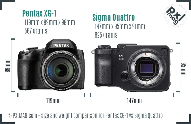 Pentax XG-1 vs Sigma Quattro size comparison