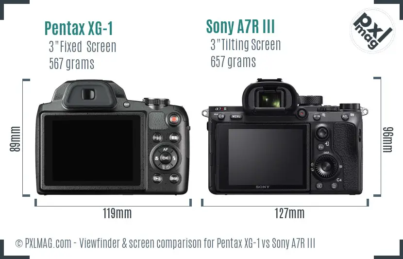 Pentax XG-1 vs Sony A7R III Screen and Viewfinder comparison