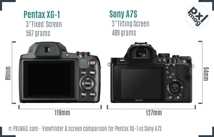 Pentax XG-1 vs Sony A7S Screen and Viewfinder comparison