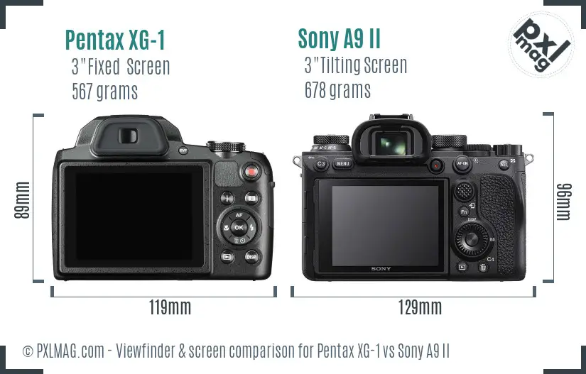 Pentax XG-1 vs Sony A9 II Screen and Viewfinder comparison