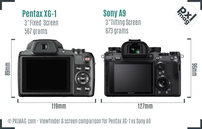 Pentax XG-1 vs Sony A9 Screen and Viewfinder comparison