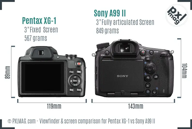 Pentax XG-1 vs Sony A99 II Screen and Viewfinder comparison