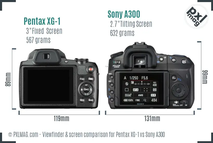 Pentax XG-1 vs Sony A300 Screen and Viewfinder comparison Pentax XG-1 vs Sony A300 Screen and Viewfinder comparison
