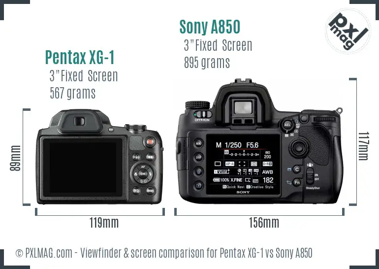 Pentax XG-1 vs Sony A850 Screen and Viewfinder comparison