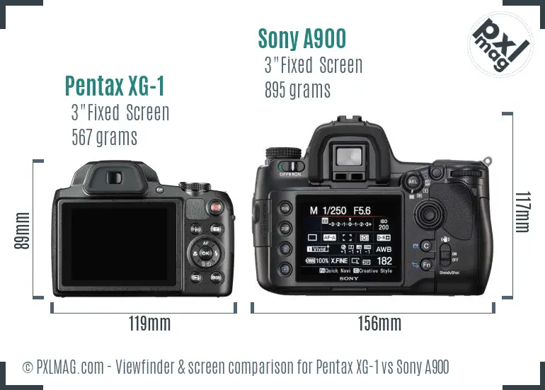 Pentax XG-1 vs Sony A900 Screen and Viewfinder comparison