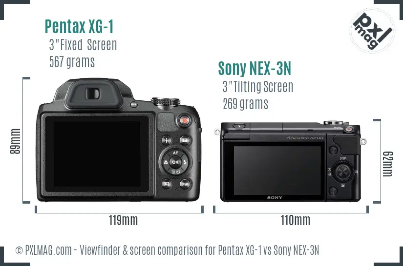 Pentax XG-1 vs Sony NEX-3N Screen and Viewfinder comparison