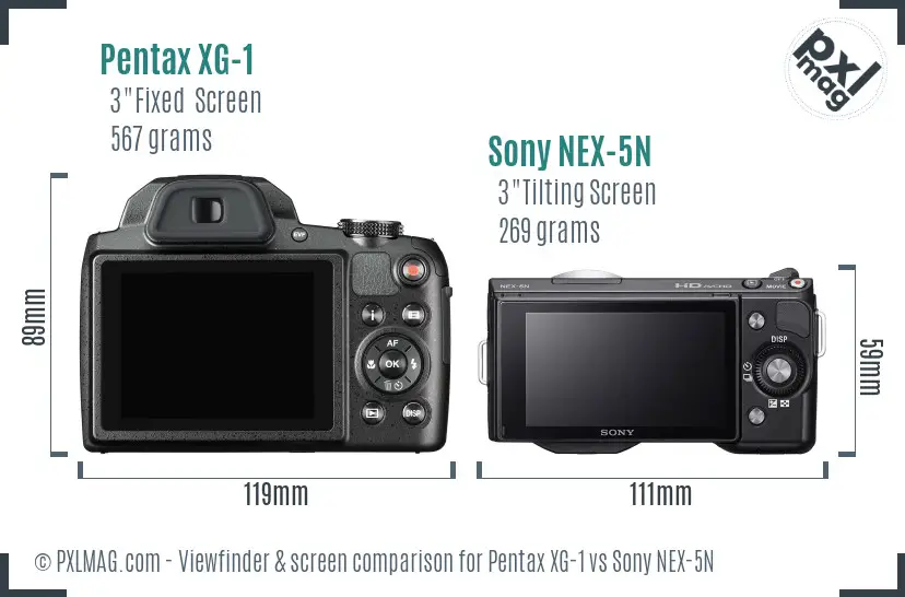 Pentax XG-1 vs Sony NEX-5N Screen and Viewfinder comparison