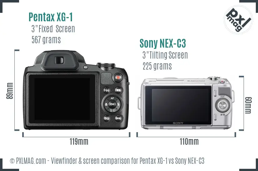 Pentax XG-1 vs Sony NEX-C3 Screen and Viewfinder comparison
