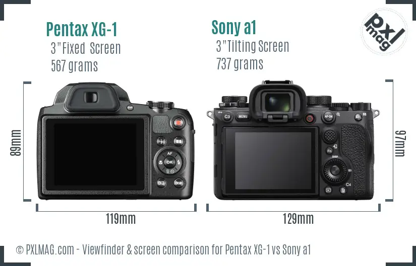 Pentax XG-1 vs Sony a1 Screen and Viewfinder comparison