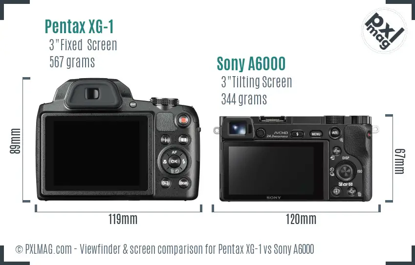Pentax XG-1 vs Sony A6000 Screen and Viewfinder comparison