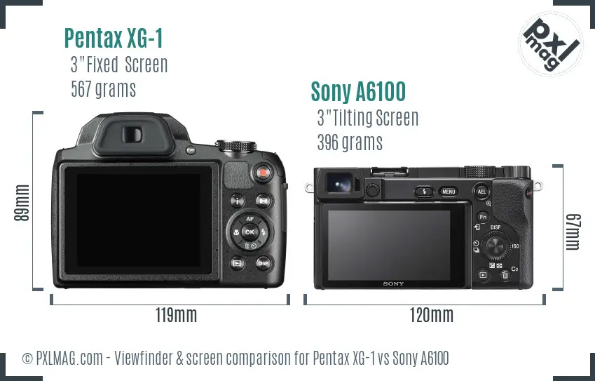 Pentax XG-1 vs Sony A6100 Screen and Viewfinder comparison