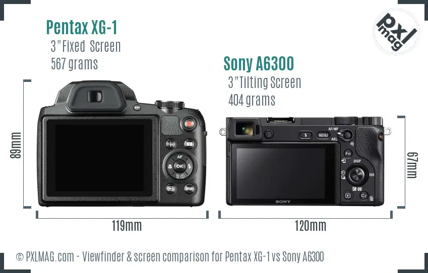 Pentax XG-1 vs Sony A6300 Screen and Viewfinder comparison