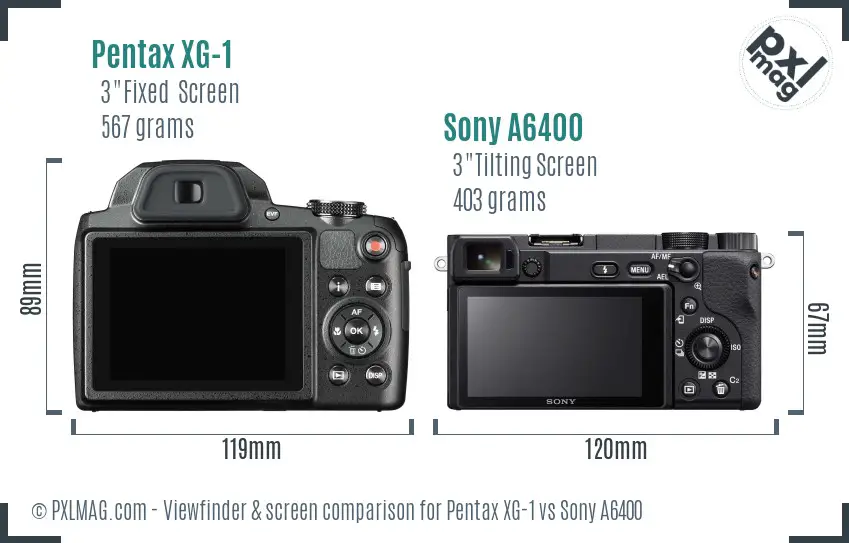 Pentax XG-1 vs Sony A6400 Screen and Viewfinder comparison