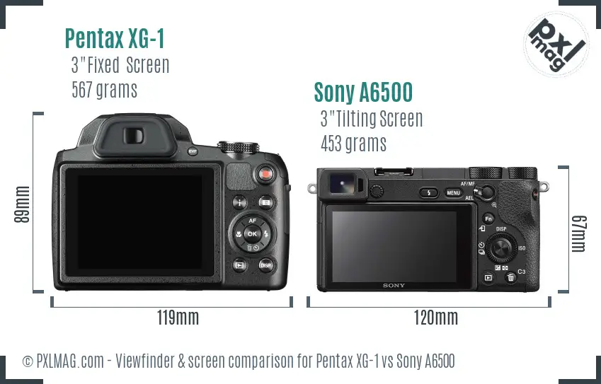 Pentax XG-1 vs Sony A6500 Screen and Viewfinder comparison