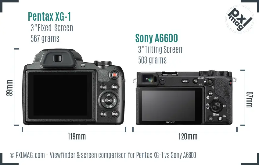 Pentax XG-1 vs Sony A6600 Screen and Viewfinder comparison