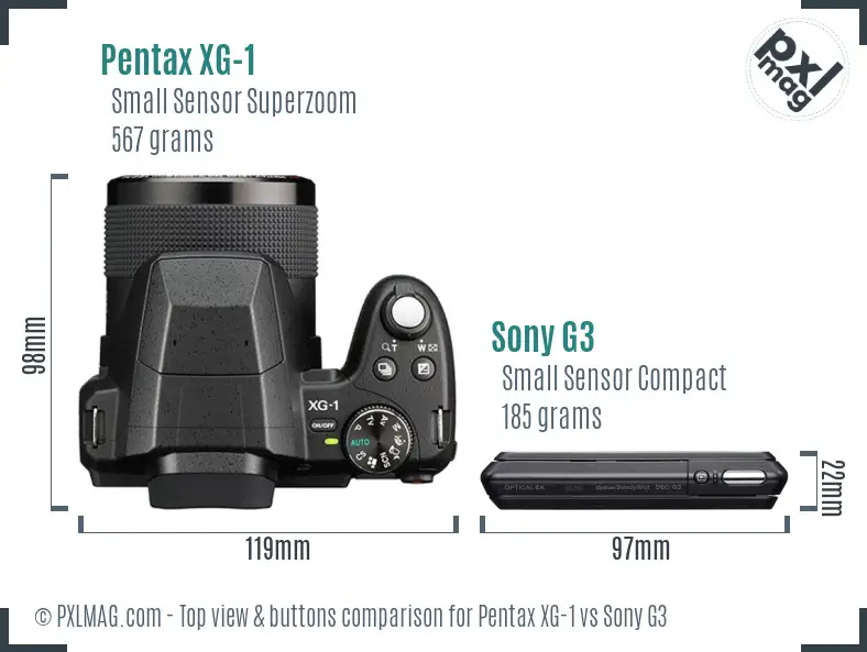 Pentax XG-1 vs Sony G3 top view buttons comparison