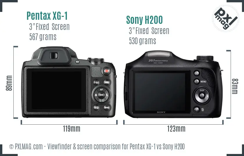 Pentax XG-1 vs Sony H200 Screen and Viewfinder comparison