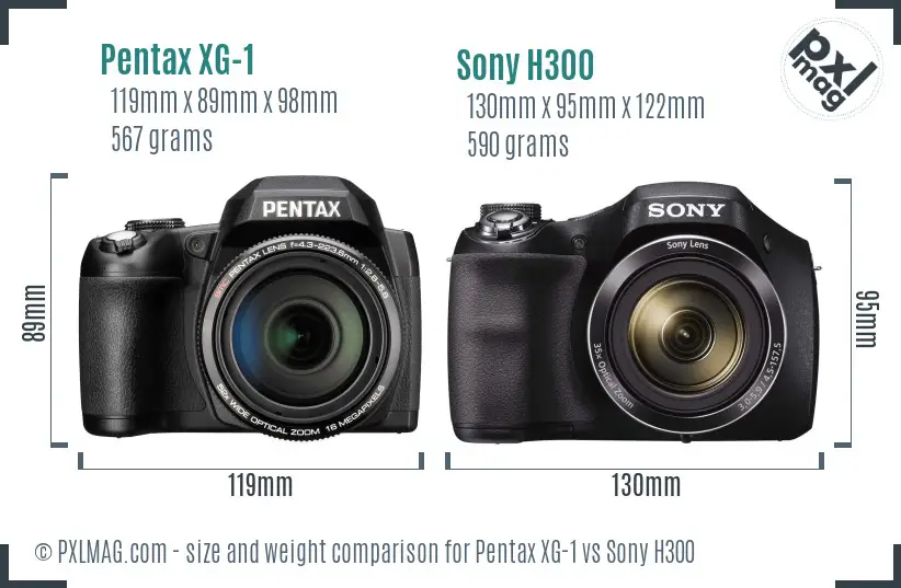 Pentax XG-1 vs Sony H300 size comparison