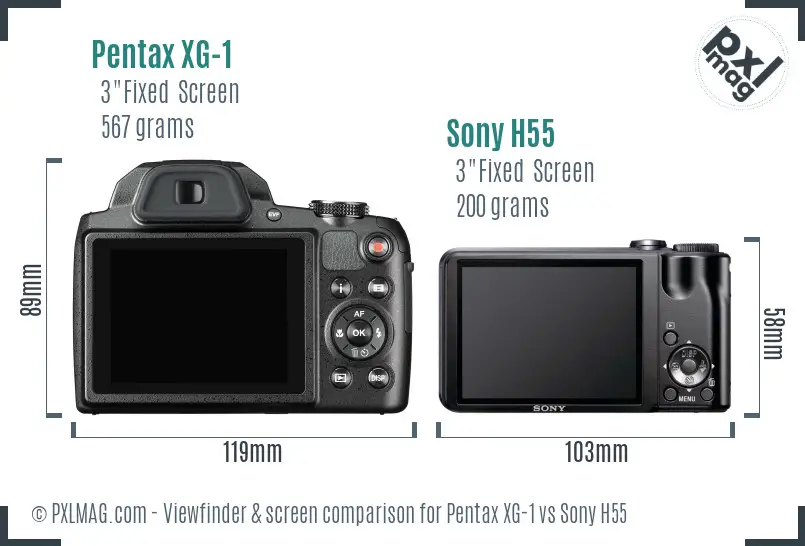 Pentax XG-1 vs Sony H55 Screen and Viewfinder comparison