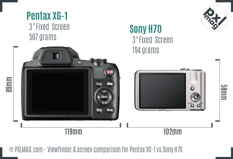 Pentax XG-1 vs Sony H70 Screen and Viewfinder comparison