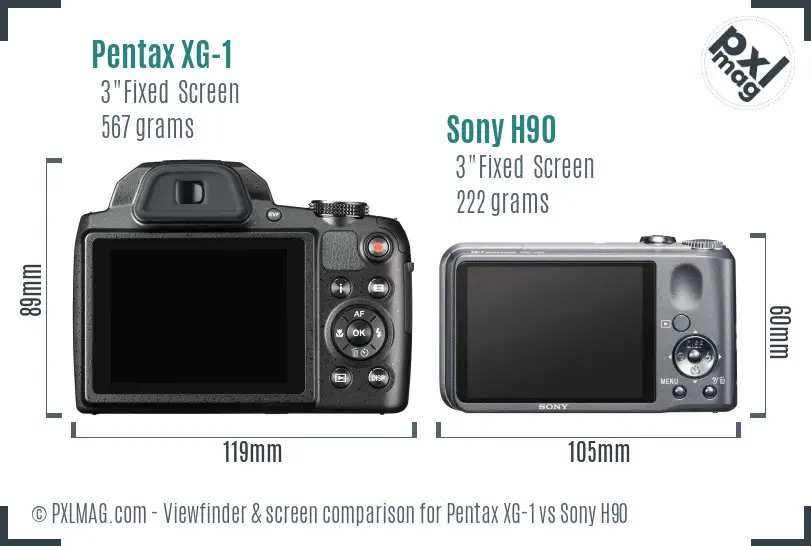 Pentax XG-1 vs Sony H90 Screen and Viewfinder comparison