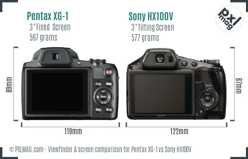 Pentax XG-1 vs Sony HX100V Screen and Viewfinder comparison Pentax XG-1 vs Sony HX100V Screen and Viewfinder comparison