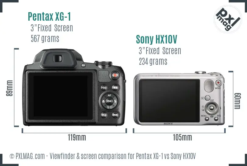 Pentax XG-1 vs Sony HX10V Screen and Viewfinder comparison