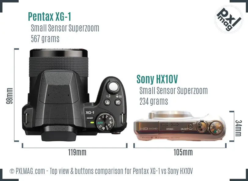 Pentax XG-1 vs Sony HX10V top view buttons comparison