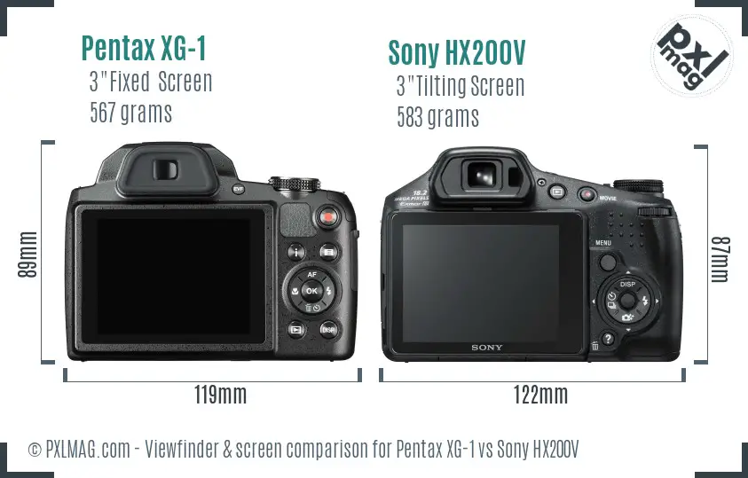 Pentax XG-1 vs Sony HX200V Screen and Viewfinder comparison Pentax XG-1 vs Sony HX200V Screen and Viewfinder comparison