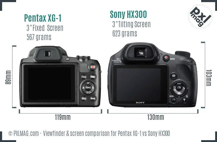 Pentax XG-1 vs Sony HX300 Screen and Viewfinder comparison