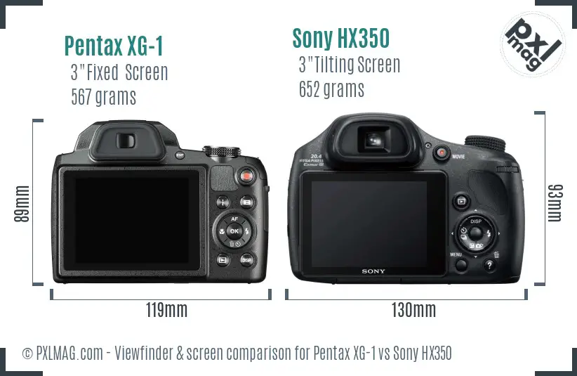 Pentax XG-1 vs Sony HX350 Screen and Viewfinder comparison Pentax XG-1 vs Sony HX350 Screen and Viewfinder comparison