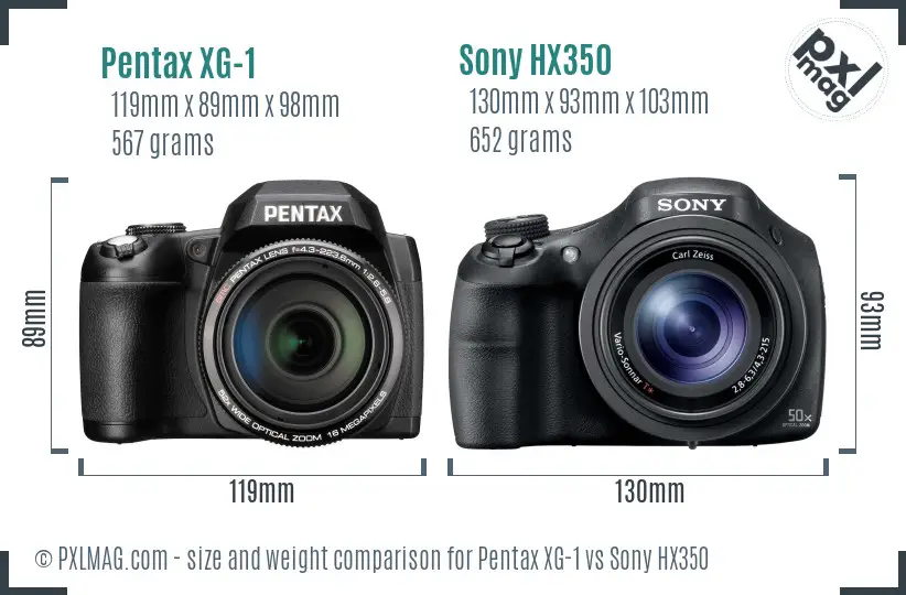 Pentax XG-1 vs Sony HX350 size comparison Pentax XG-1 vs Sony HX350 size comparison