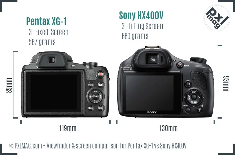 Pentax XG-1 vs Sony HX400V Screen and Viewfinder comparison