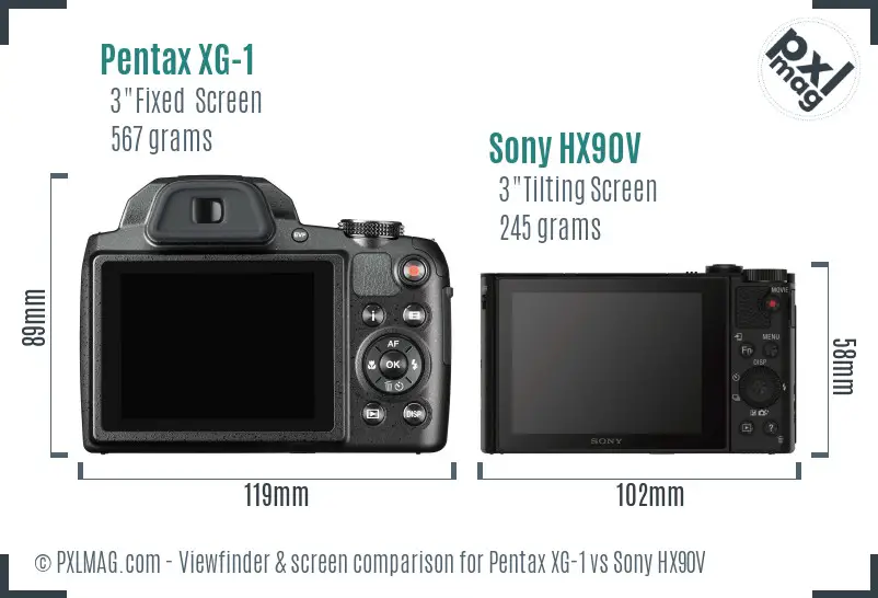 Pentax XG-1 vs Sony HX90V Screen and Viewfinder comparison