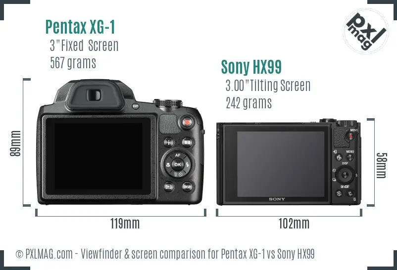 Pentax XG-1 vs Sony HX99 Screen and Viewfinder comparison Pentax XG-1 vs Sony HX99 Screen and Viewfinder comparison