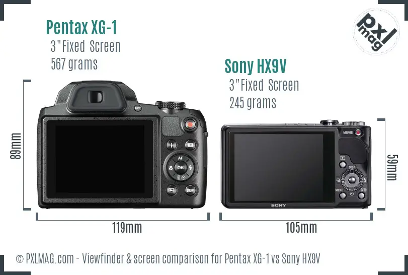Pentax XG-1 vs Sony HX9V Screen and Viewfinder comparison