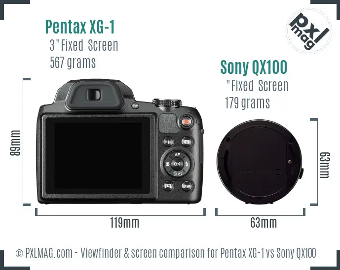 Pentax XG-1 vs Sony QX100 Screen and Viewfinder comparison Pentax XG-1 vs Sony QX100 Screen and Viewfinder comparison