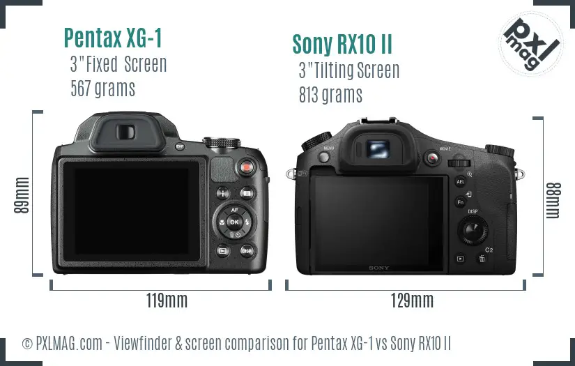 Pentax XG-1 vs Sony RX10 II Screen and Viewfinder comparison