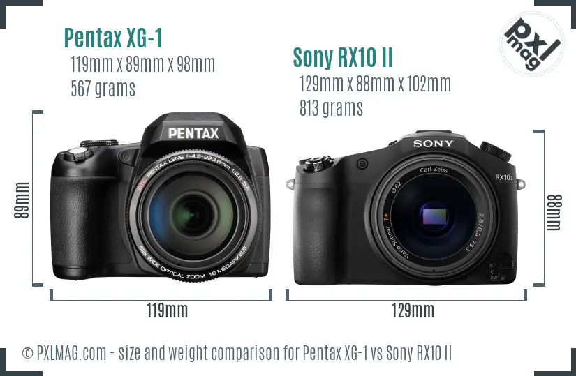 Pentax XG-1 vs Sony RX10 II size comparison